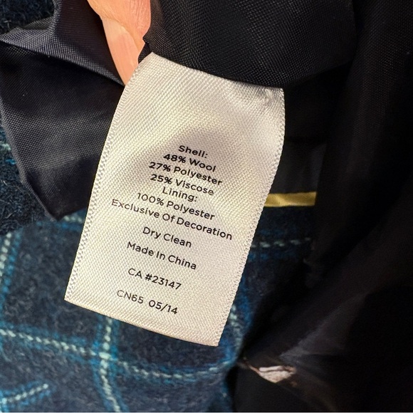 Talbots Blue Plaid Wool Blend Blazer Classic Academia Preppy - Picture 6 of 8